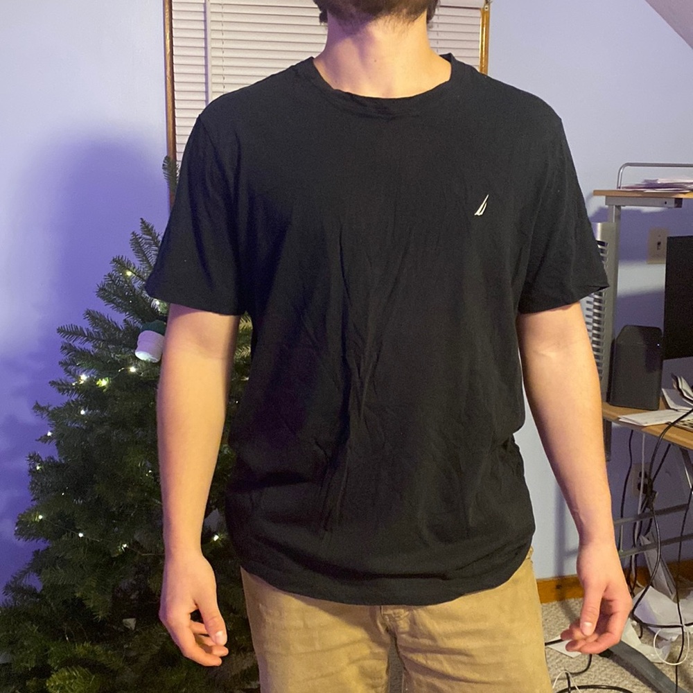 Mens Black Nautical Tshirt size Large